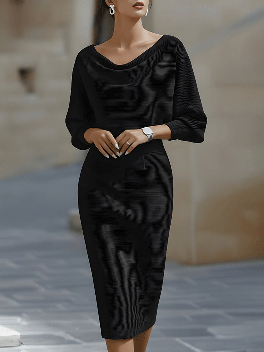 Lydia | Draped Batwing Midi Dress for Elegant Everyday Comfort