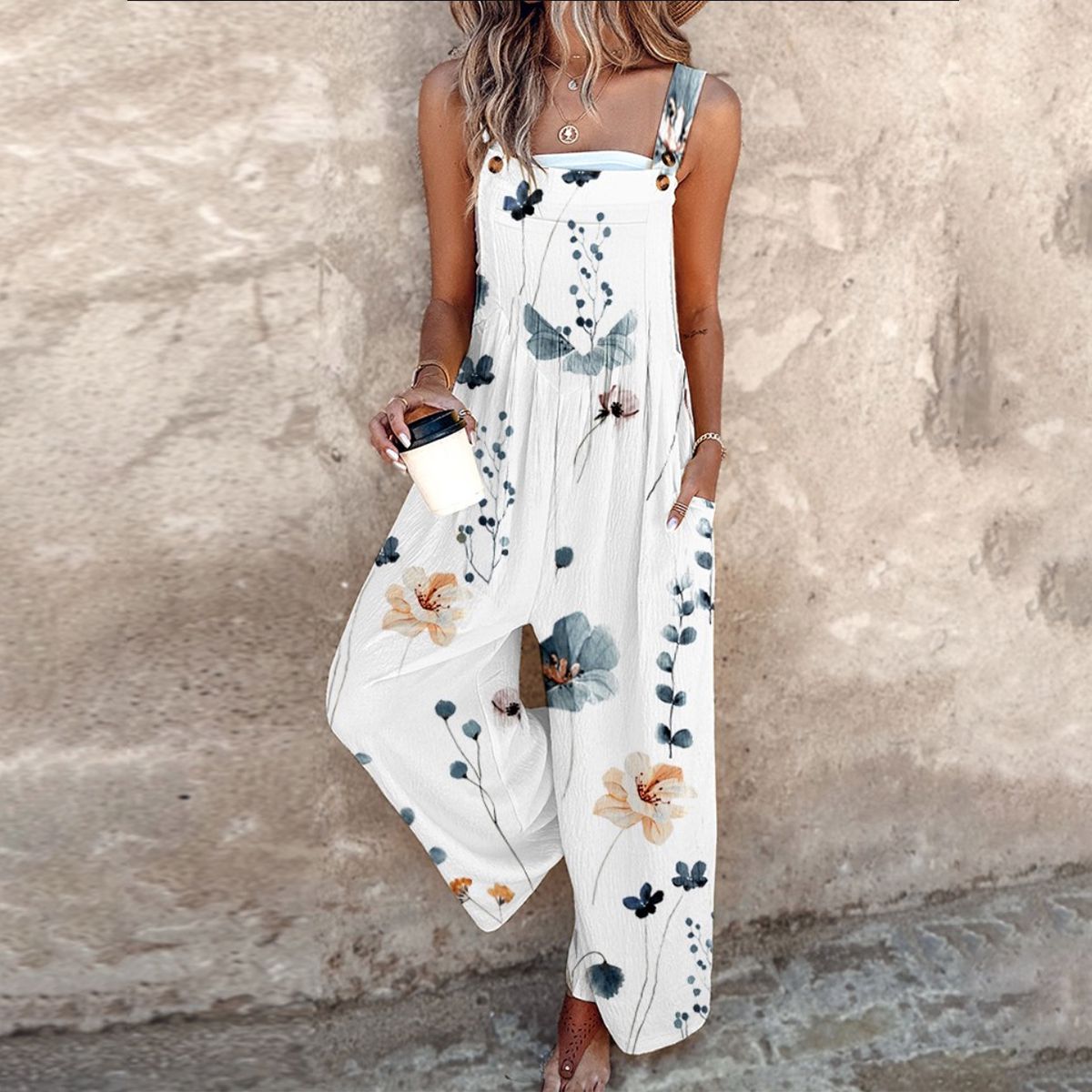 Piper | Bold Daisy Relaxed Fit Overalls