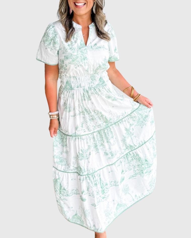 Eliza | Classic Toile Maxi Dress for Elegant Everyday Comfort
