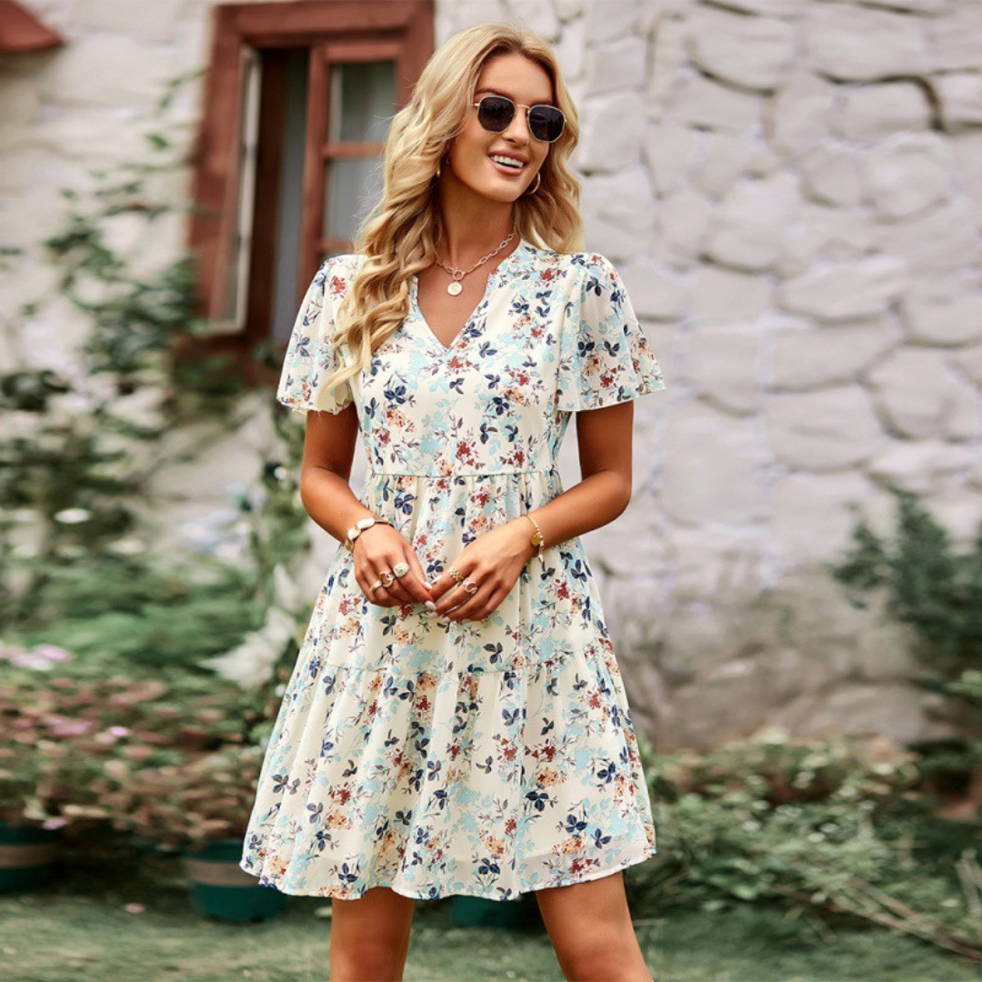 Emilia - Floral V-Neck Tiered Dress