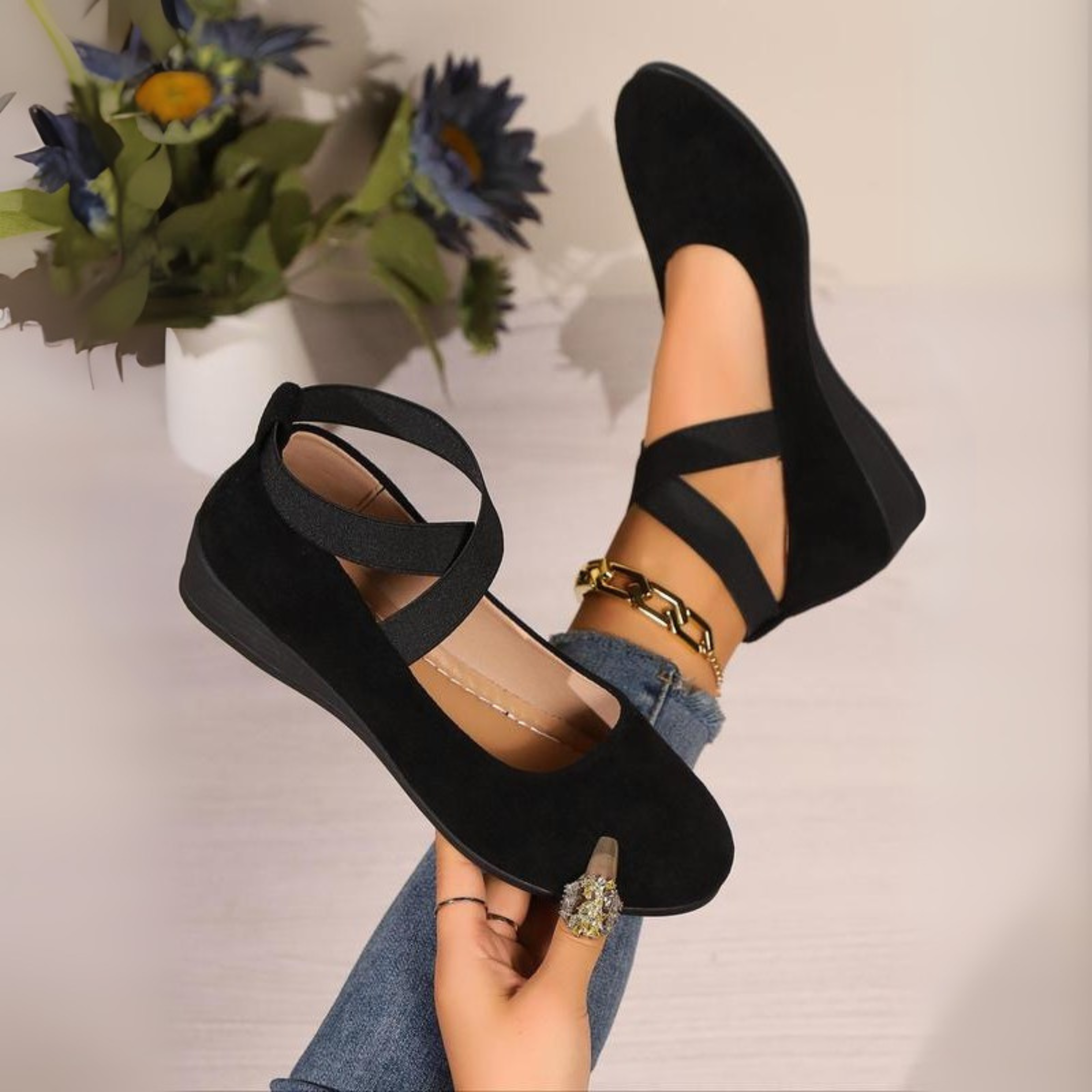 Calerinne | Closed Wedge Comfort Ballerina Shoes