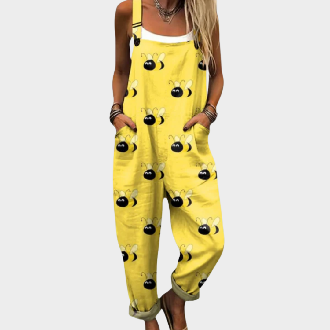 Beatrice | Playful Bee Print Overalls for Everyday Comfort