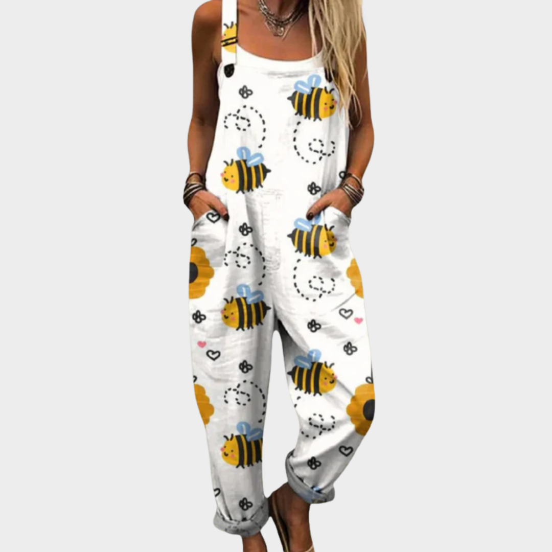 Daisy | Relaxed Everyday Bee Print Overalls
