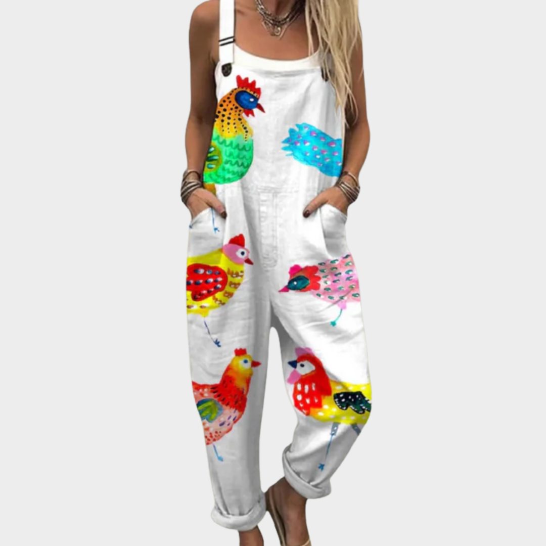 Rosalie | Colorful Bird Print Overalls for Everyday Comfort