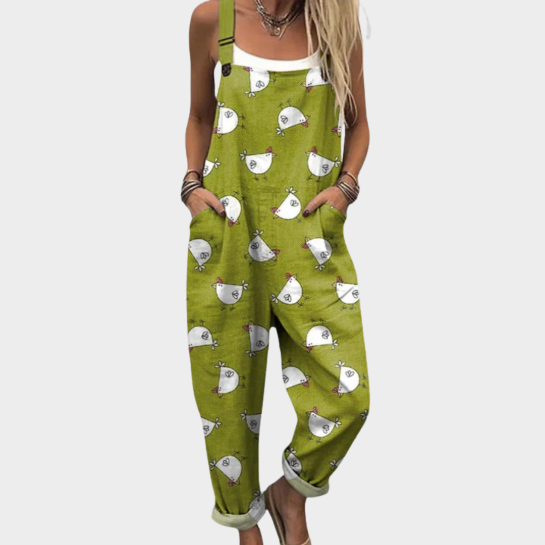 Clara | Playful Chicken Print Overalls for Everyday Comfort