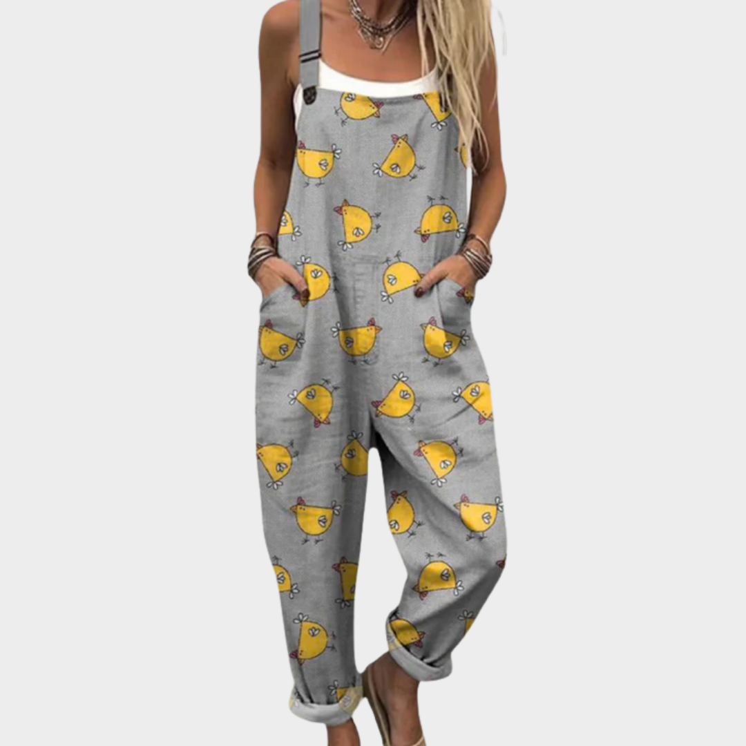 Piper | Relaxed Everyday Chick Print Overalls
