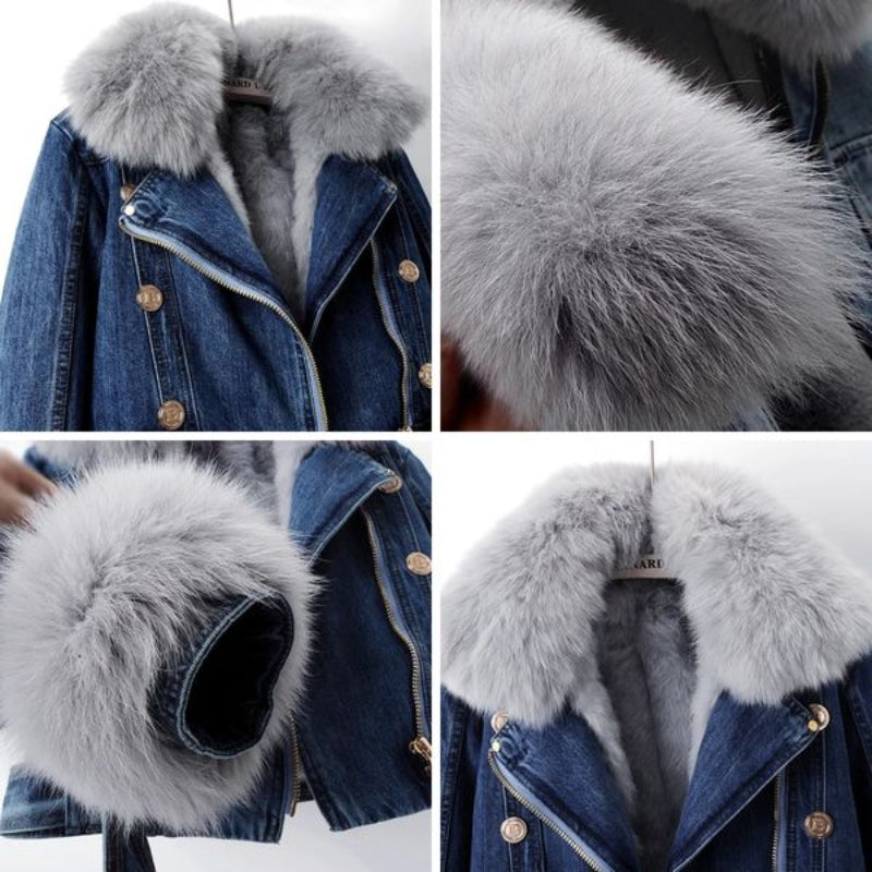 Phylicia | Stylish Denim Jacket with Luxurious Faux Fur Collar