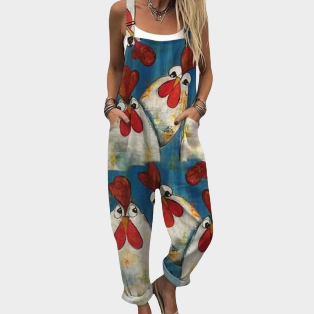 Piper | Playful Chicken Print Overalls for Everyday Comfort