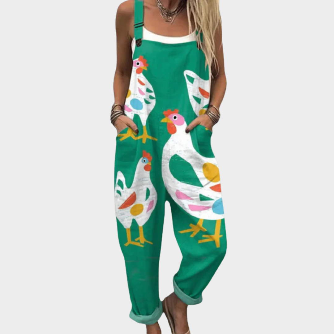 Poppy | Relaxed Everyday Chicken Print Overalls