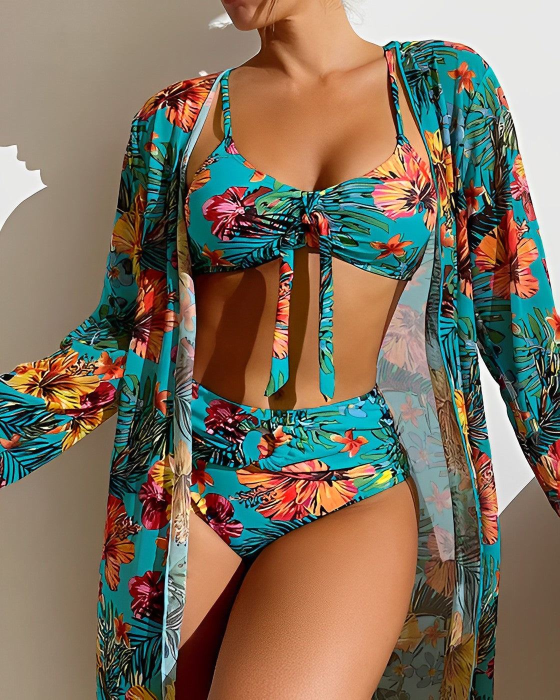 Juanita | Tropical Print Bikini Set with Cover-Up