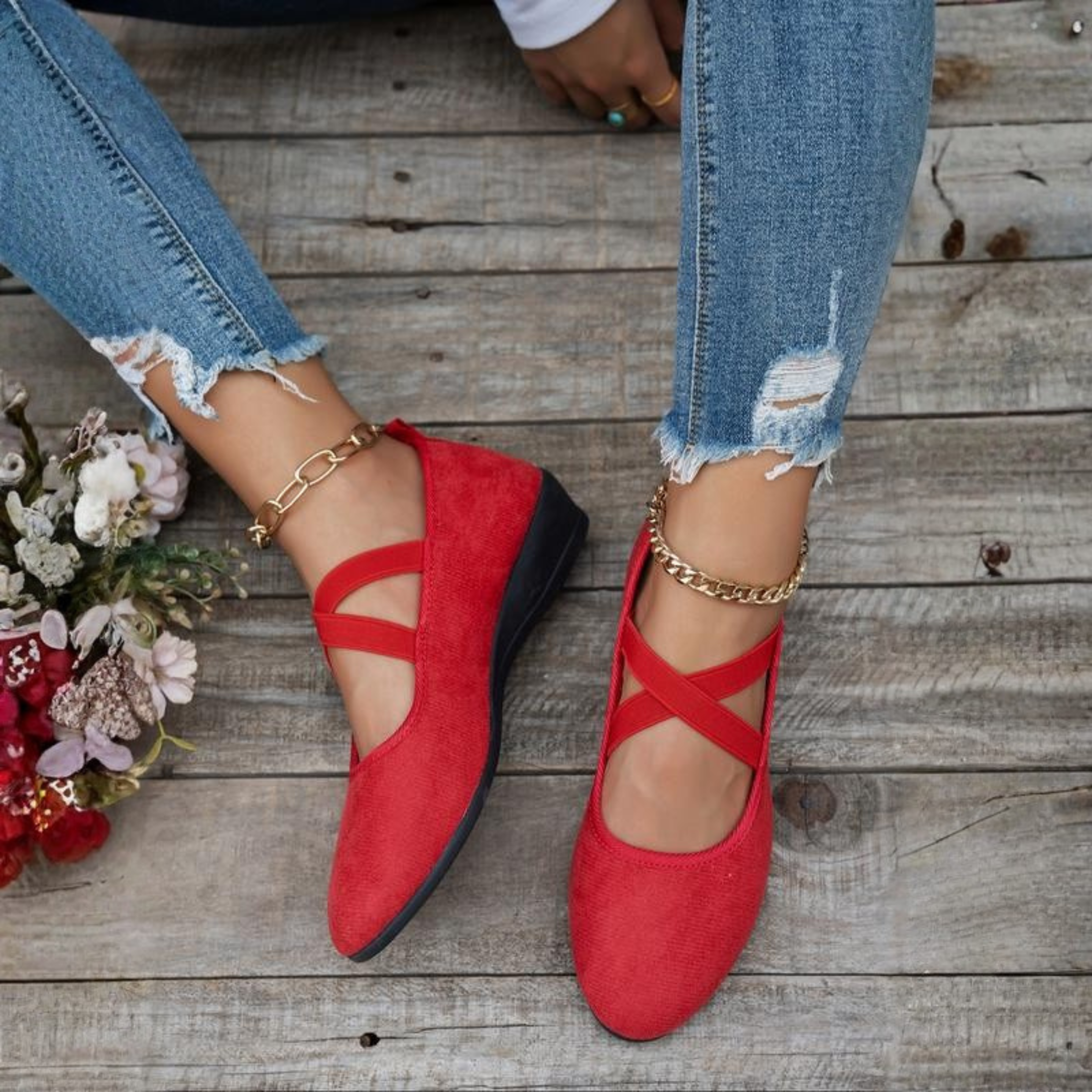 Calerinne | Closed Wedge Comfort Ballerina Shoes
