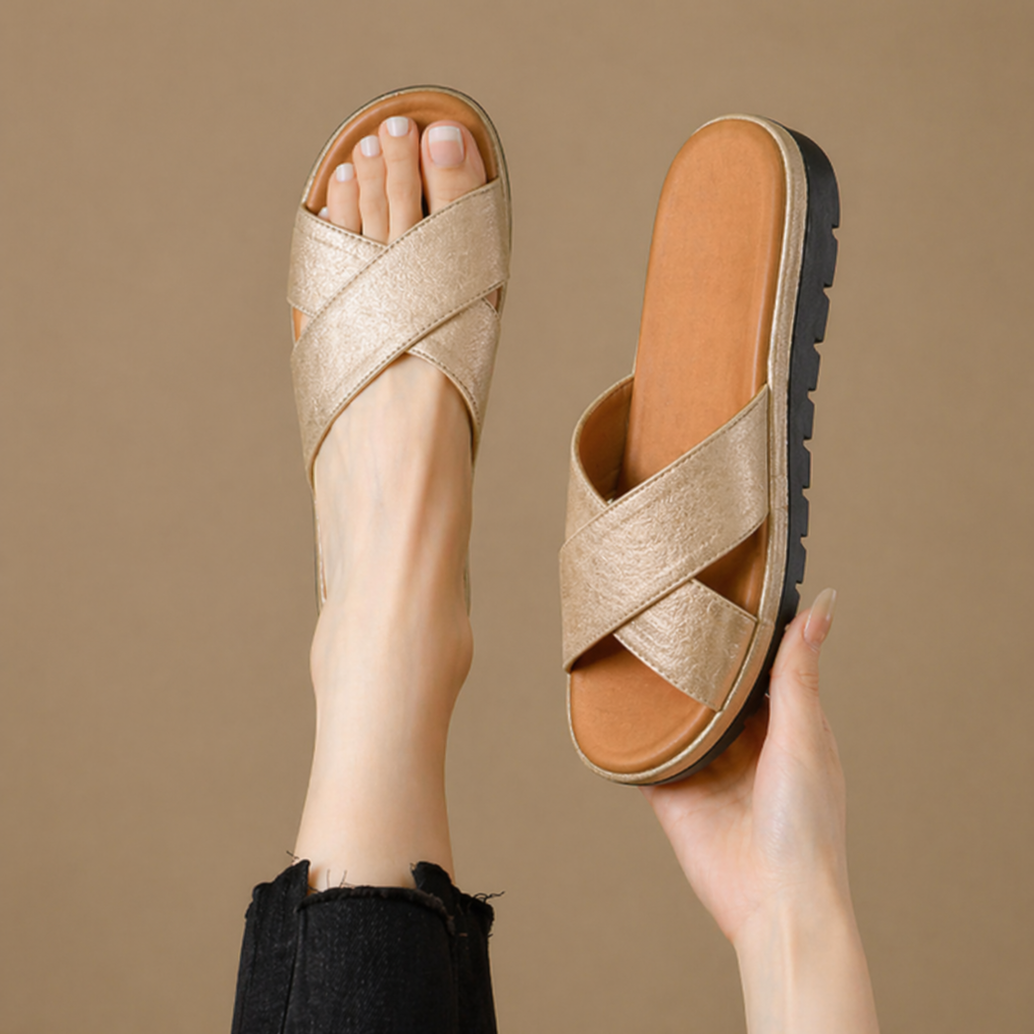 Olivia | Supportive Cross-Strap Sandals for Easy Walking