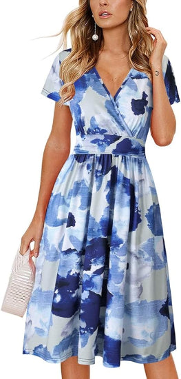 Liana | Flowy Floral Midi Dress with Pockets