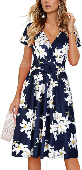 Liana | Flowy Floral Midi Dress with Pockets