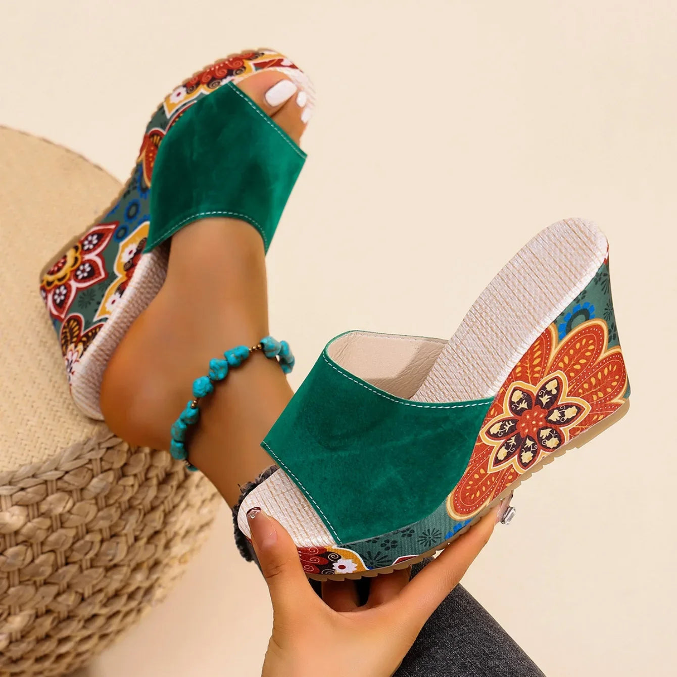 Olivia | Comfortable Floral Wedge Sandals for Women