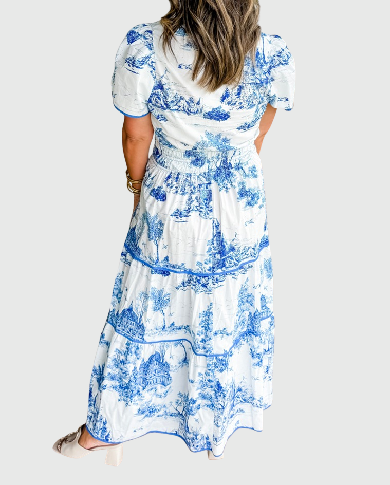 Eliza | Classic Toile Maxi Dress for Elegant Everyday Comfort