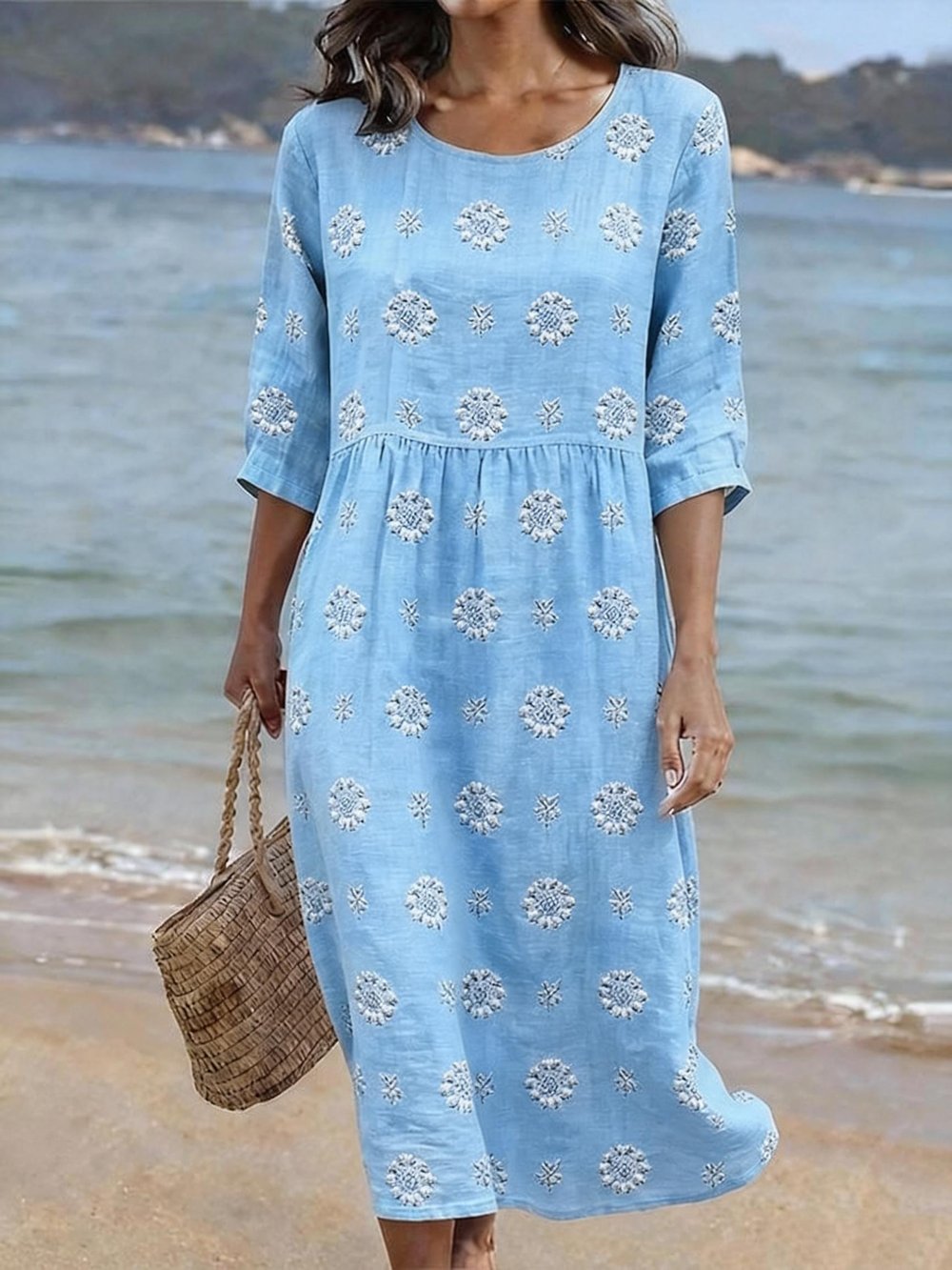 Elara | Relaxed Linen Blend Midi Dress