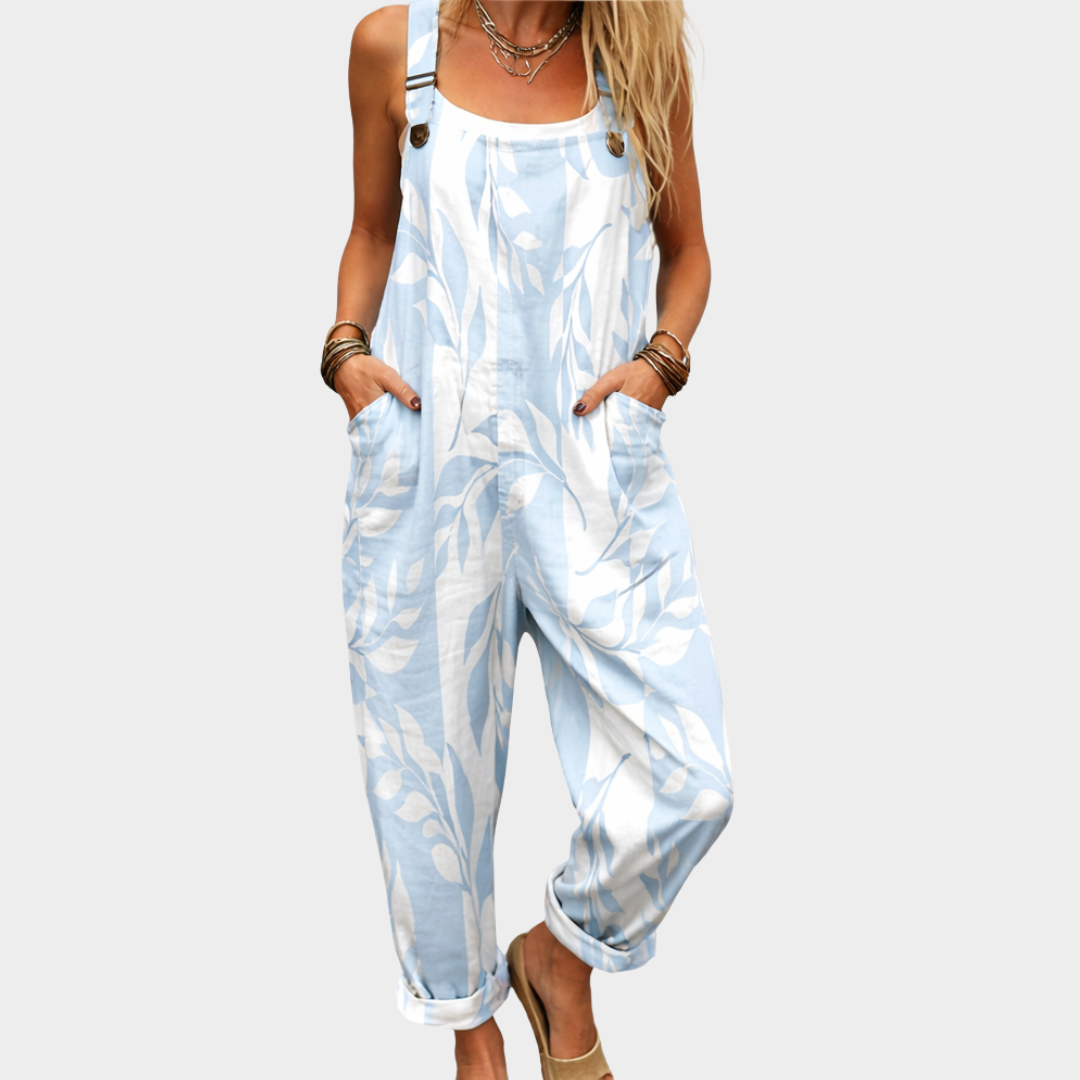 Lila | Relaxed Everyday Leaf Print Overalls