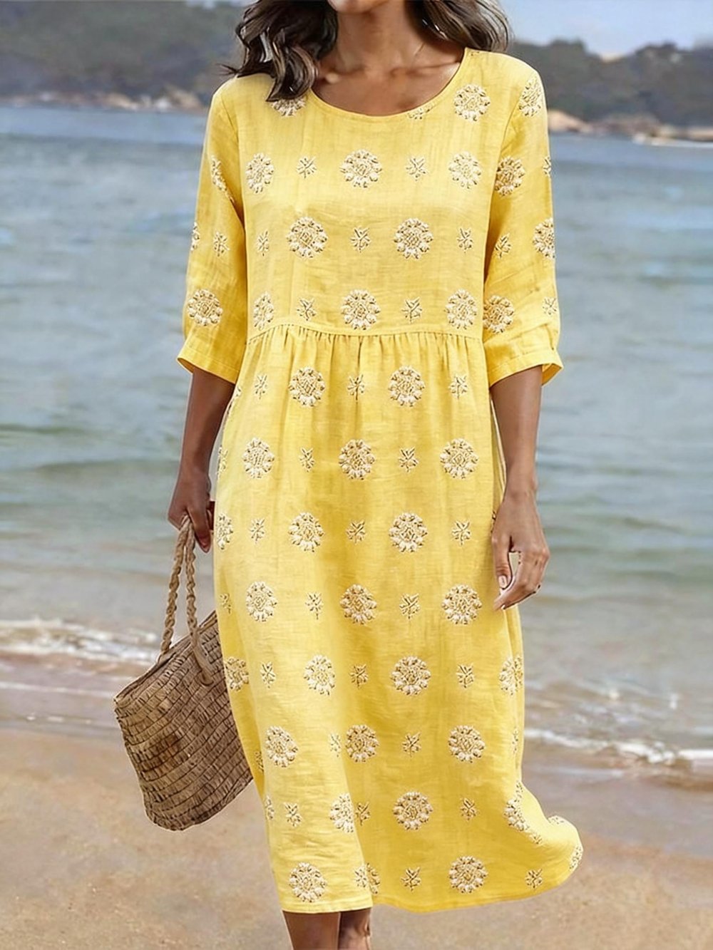 Elara | Relaxed Linen Blend Midi Dress