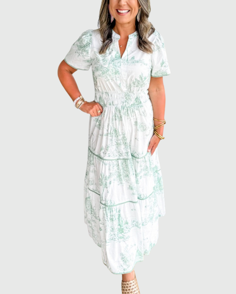 Eliza | Classic Toile Maxi Dress for Elegant Everyday Comfort