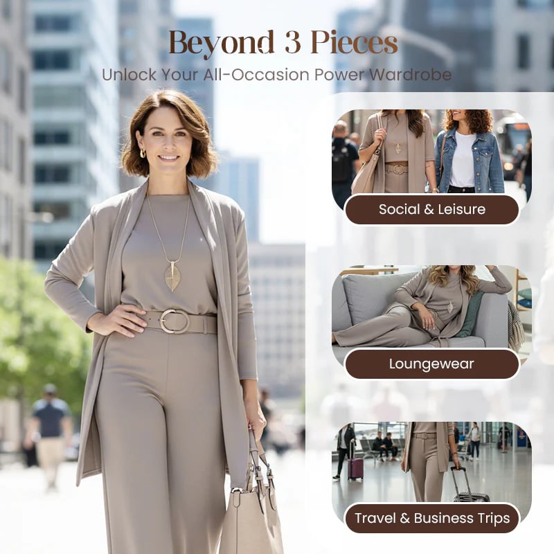 ⏳Limited Time Special Offer⏰Elegant 3-Piece Set Including Long Cardigan, Top, and Pants💞