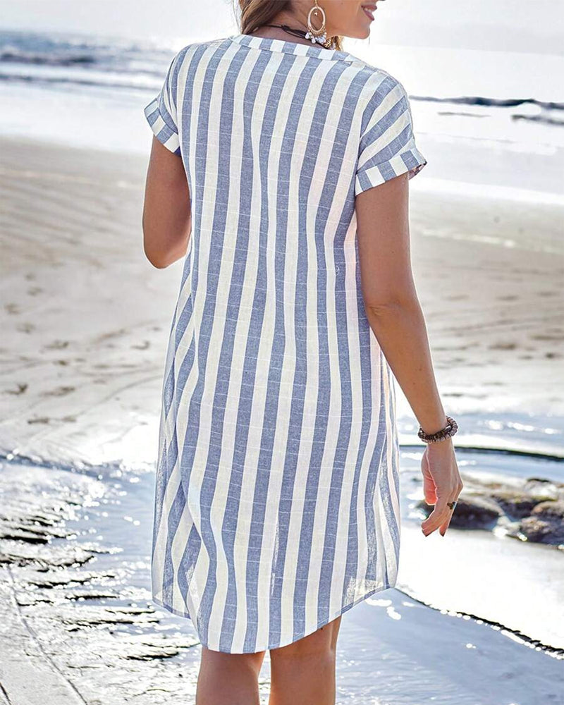 MARTINE | Elegant Striped Shirt Dress
