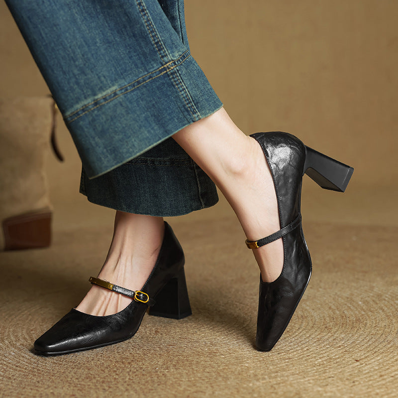Marleon Leather Strap Pumps