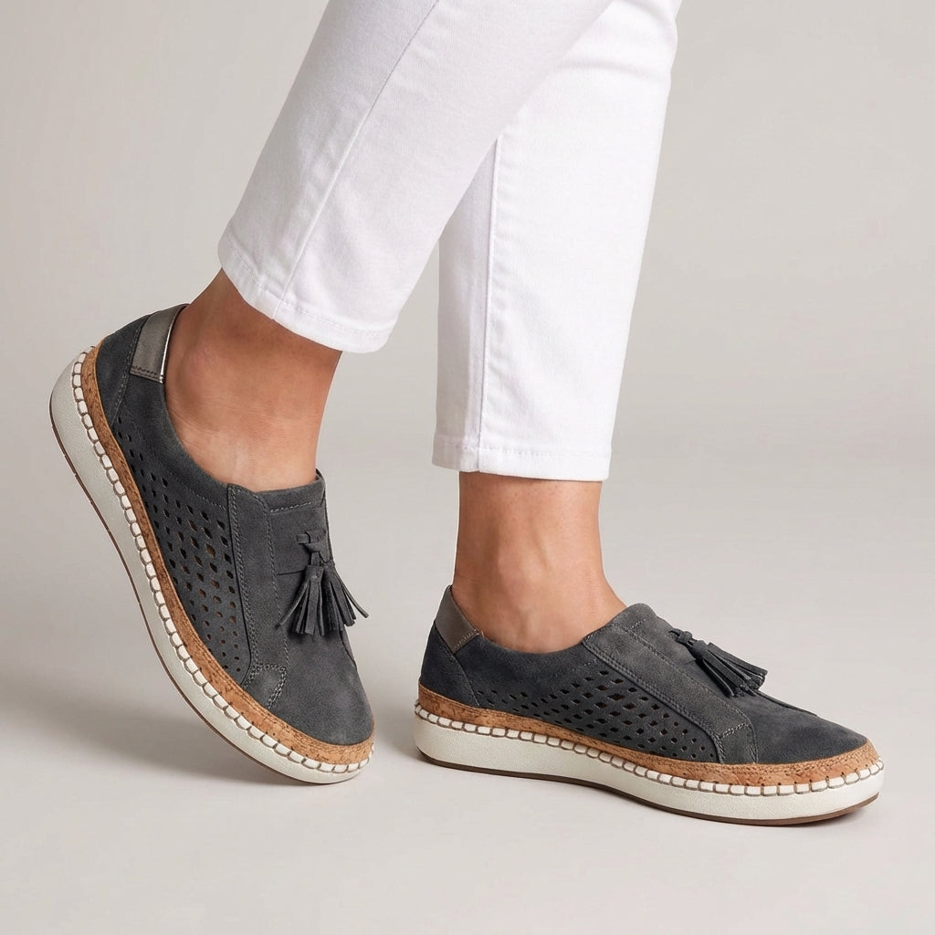 Elena | Orthopedic Suede Tassel Slip-On Loafers