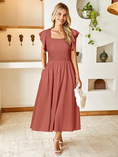 Clara | Elegant Striped Linen Midi Dress