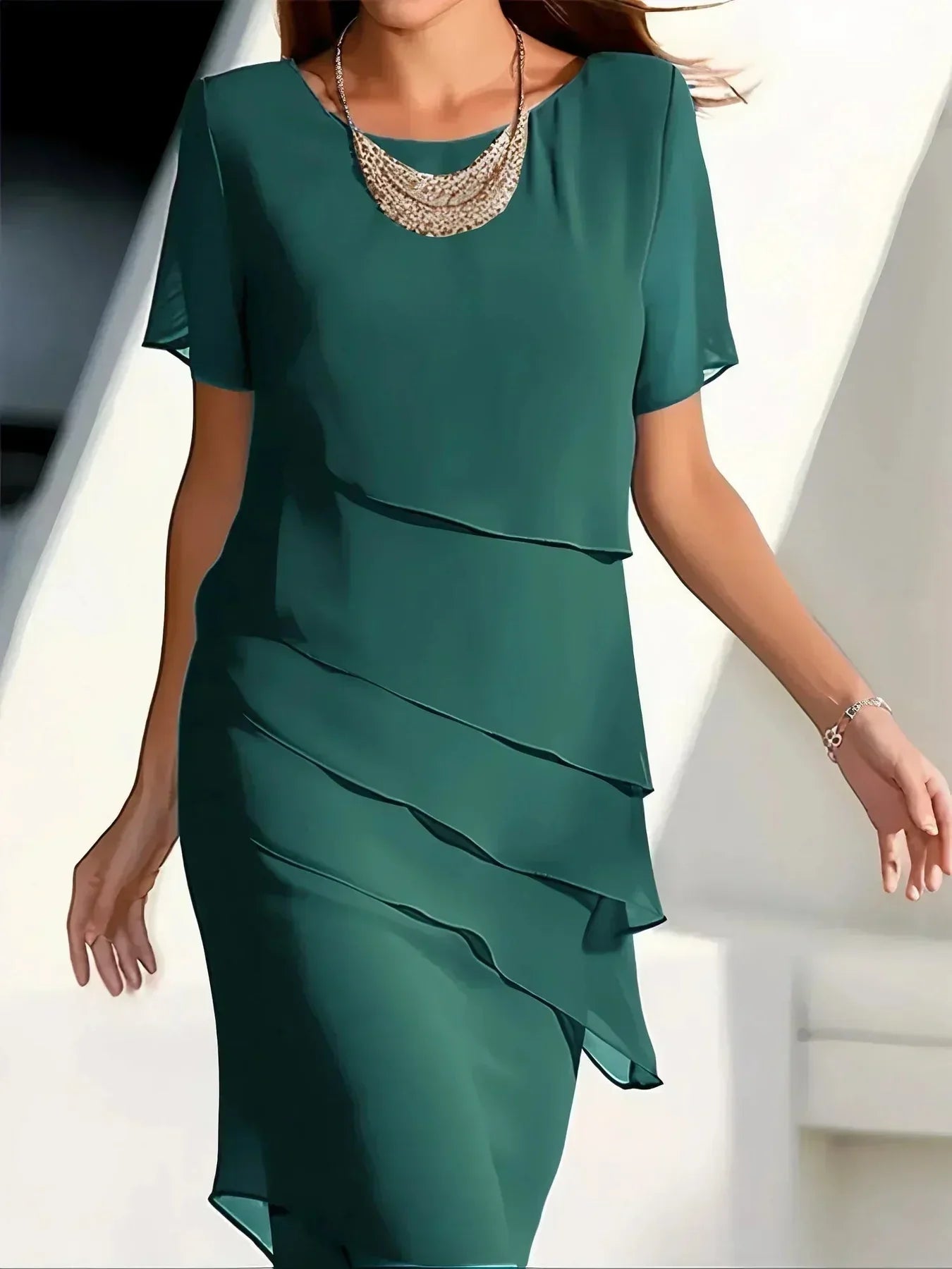 Isla – Layered Chiffon Midi Dress