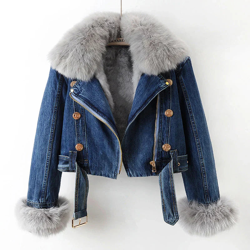 Phylicia | Stylish Denim Jacket with Luxurious Faux Fur Collar