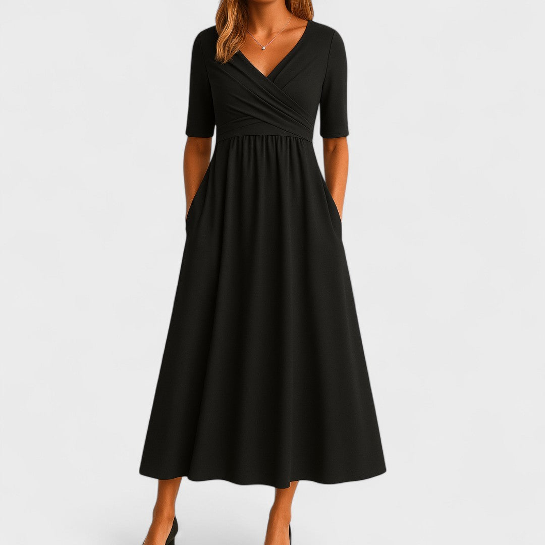 Elara | Wrap Bodice Midi Dress
