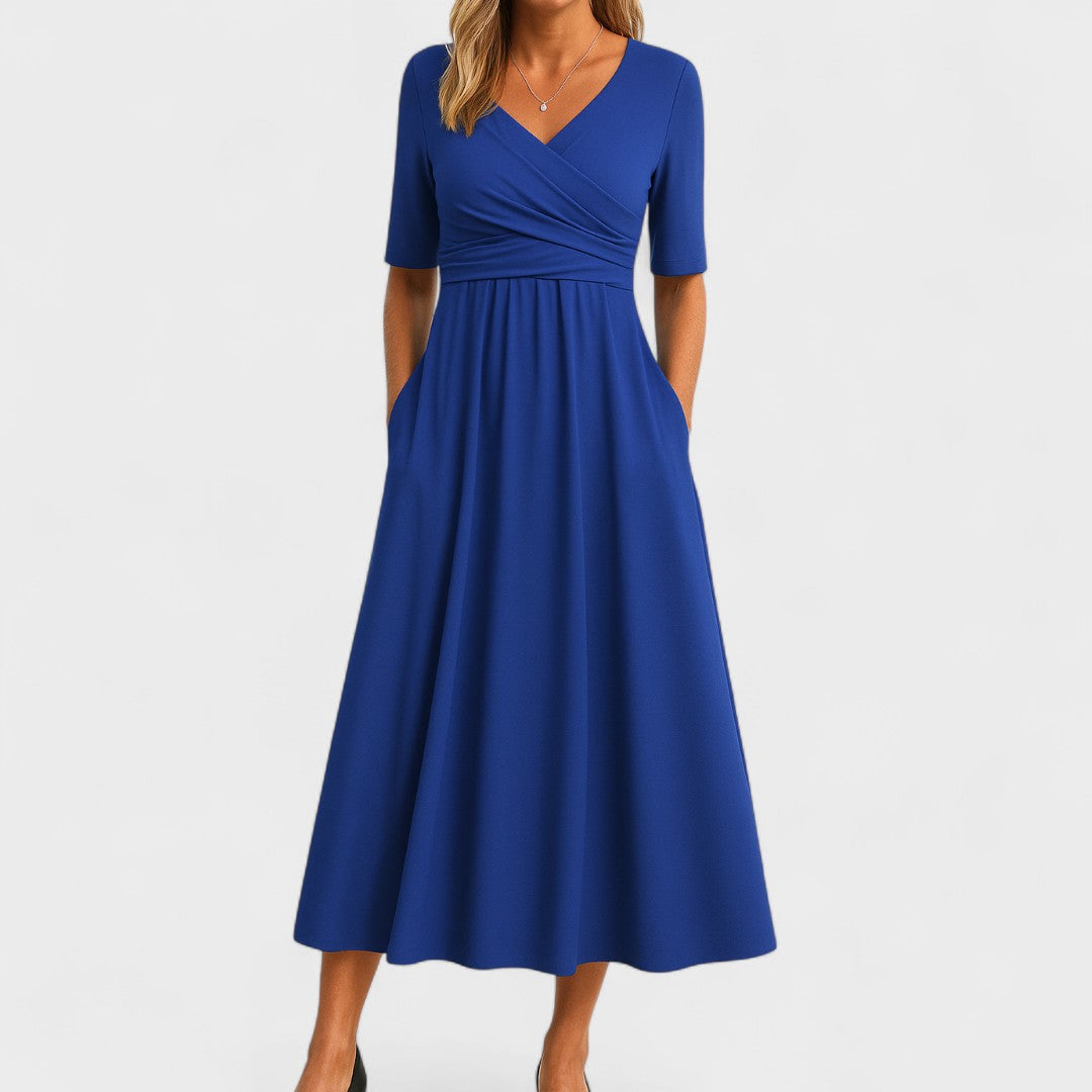 Elara | Wrap Bodice Midi Dress