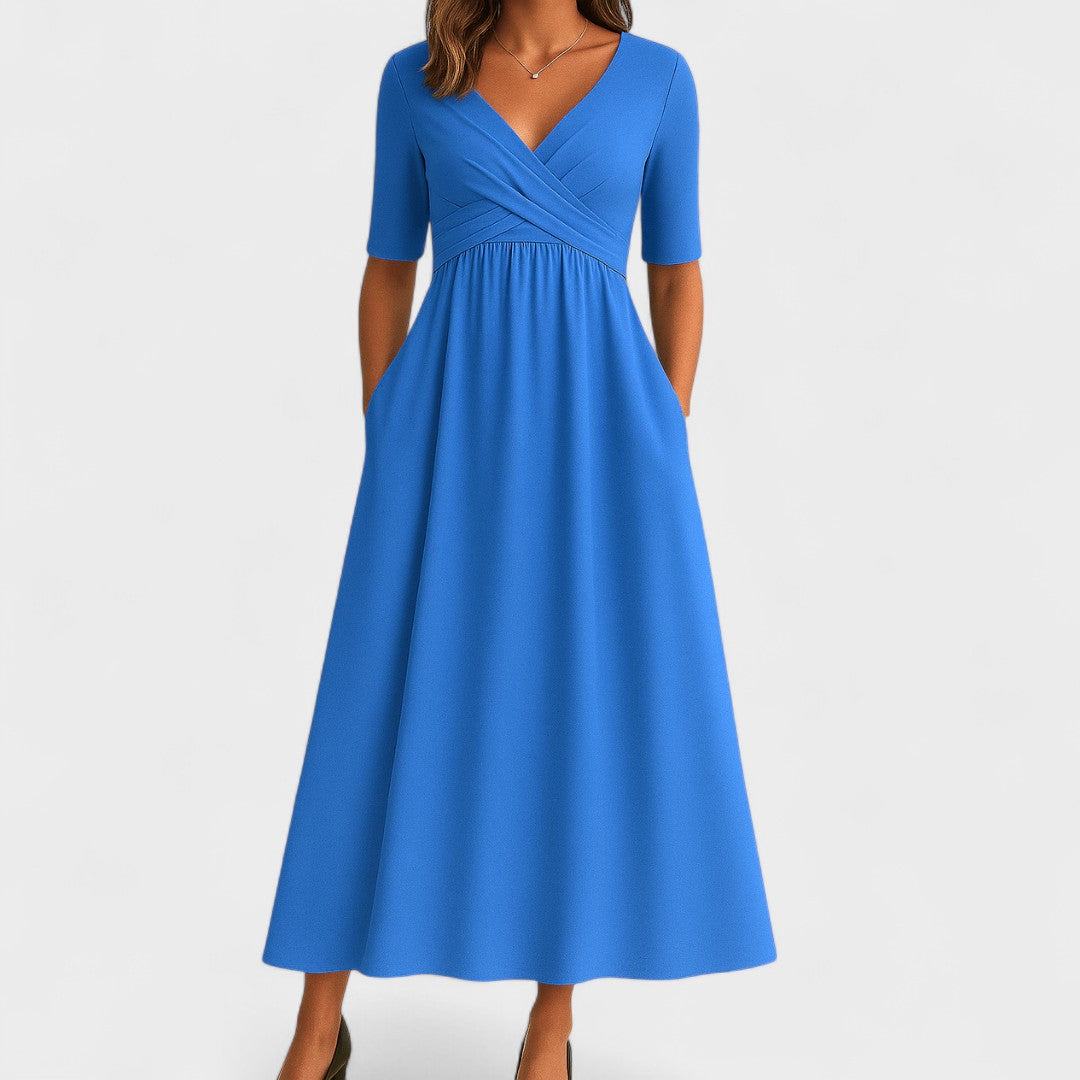 Elara | Wrap Bodice Midi Dress