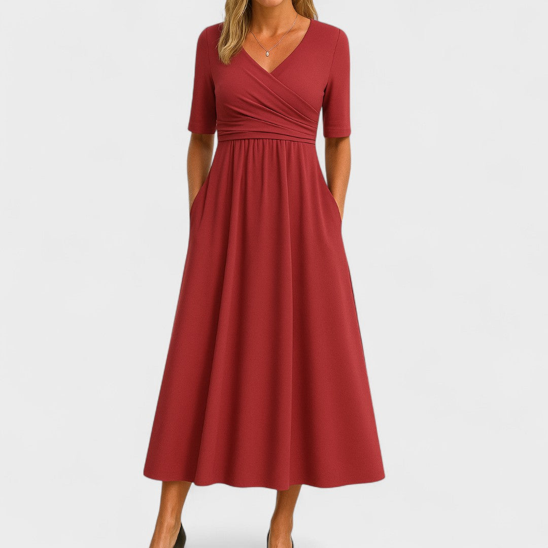 Elara | Wrap Bodice Midi Dress