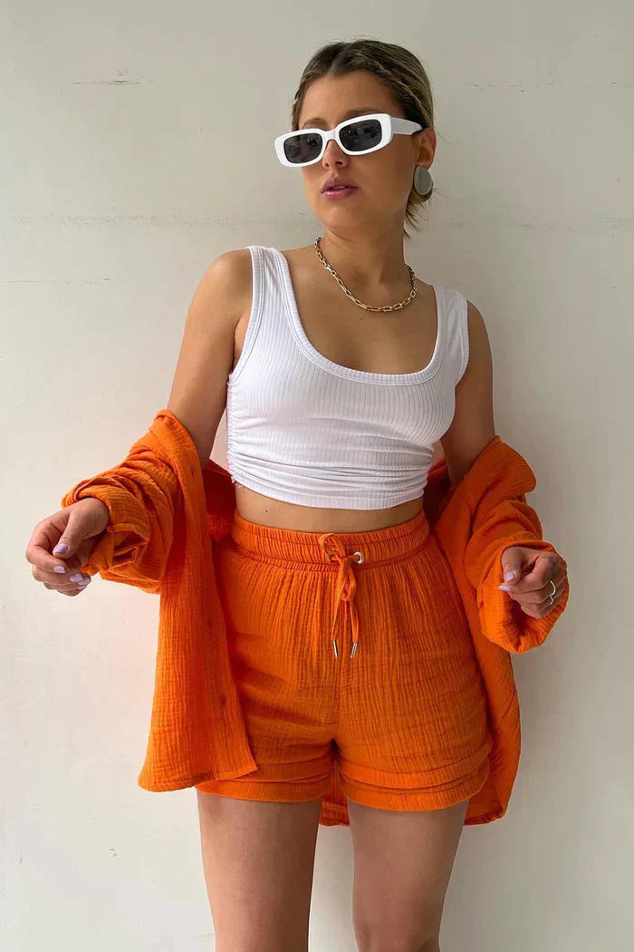 Avery – Solid Colour Shirt & Shorts Set