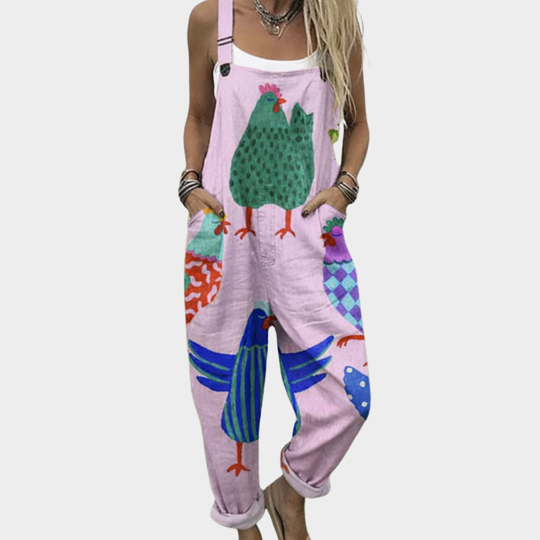Rosie | Relaxed Everyday Chicken Print Overalls