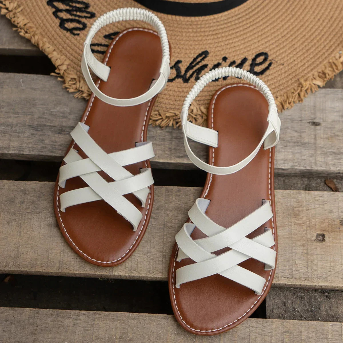 Solvia Crisscross Flat Sandal