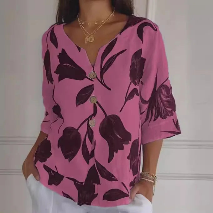 Emma- Bloom Button Front Blouse
