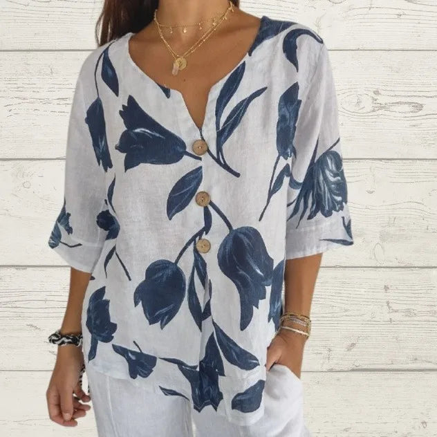 Emma- Bloom Button Front Blouse