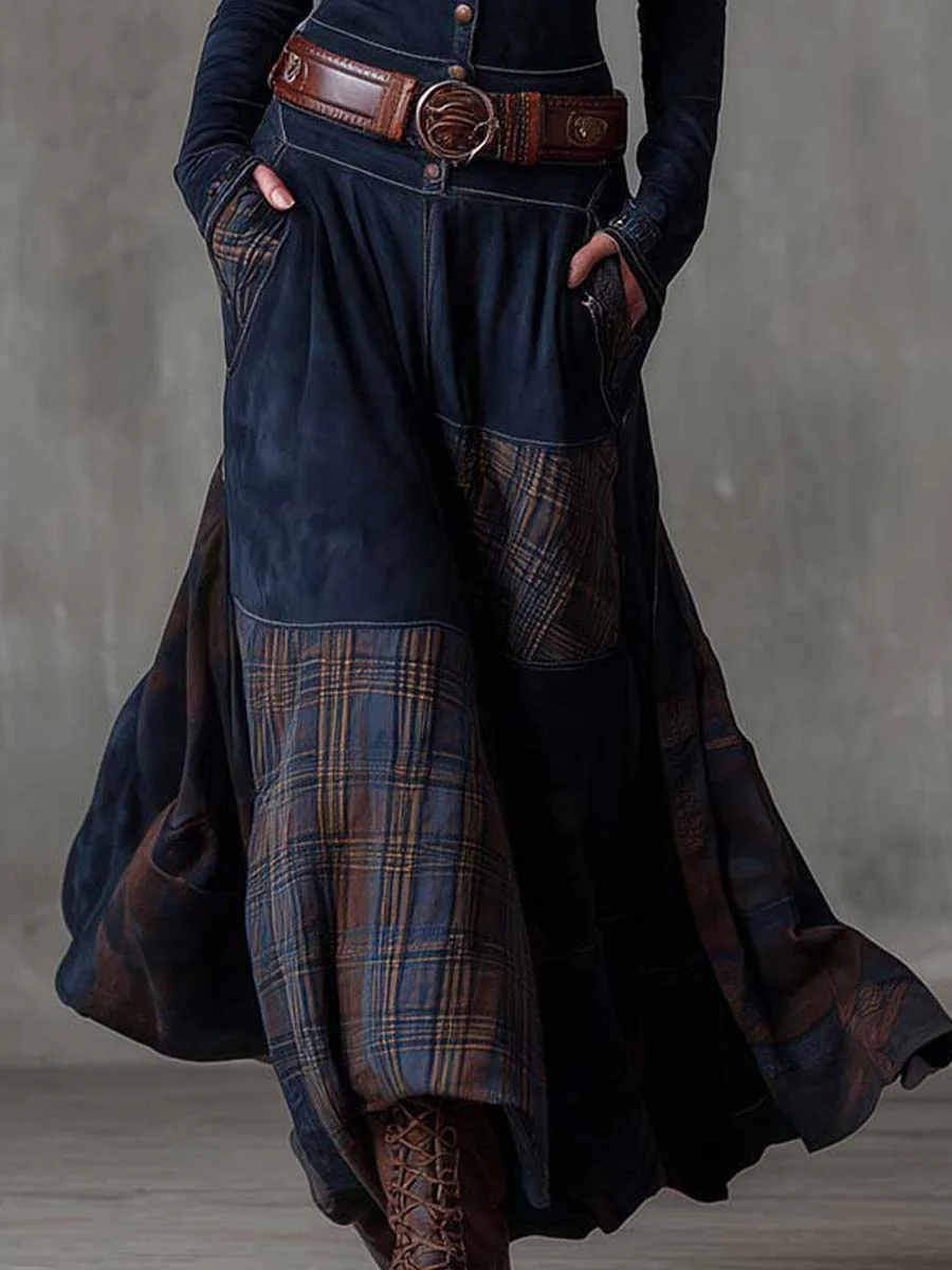 Helena | Maxi Dress in Blue Suede Look with Belt