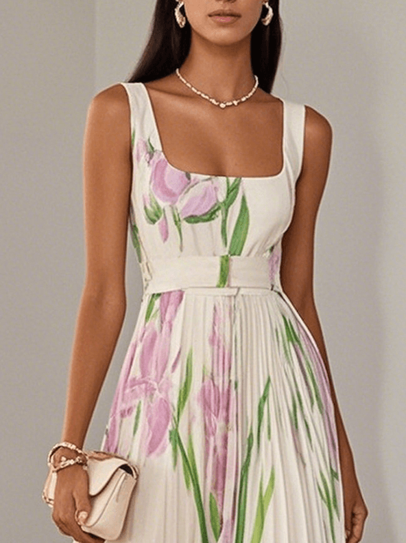 Serelina | Pleated Maxi Dress for Elegant Everyday Comfort