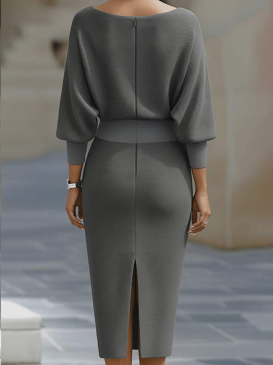 Lydia | Draped Batwing Midi Dress for Elegant Everyday Comfort