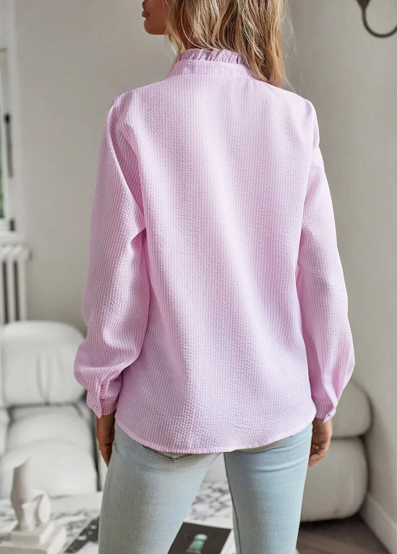 Isabelle – Ruffled Button-Up Blouse