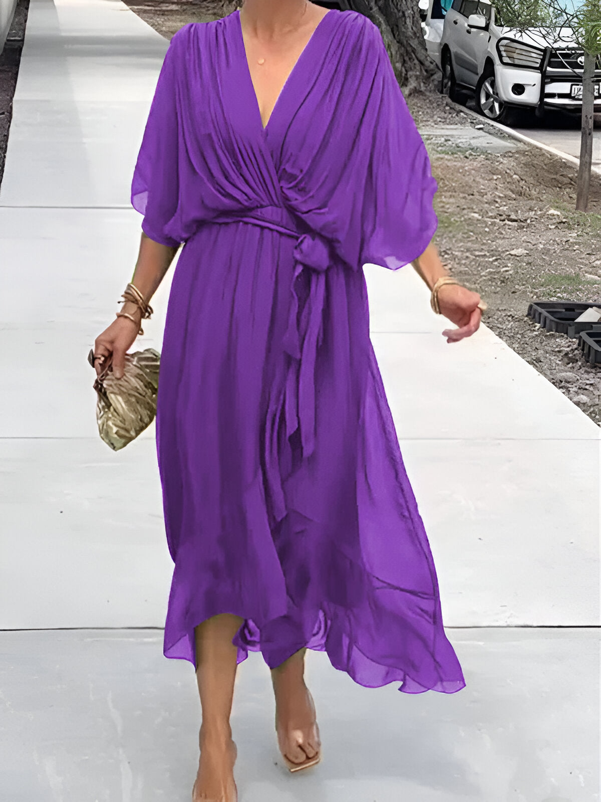 MONICA | Chiffon V-Neck Elegant Dress