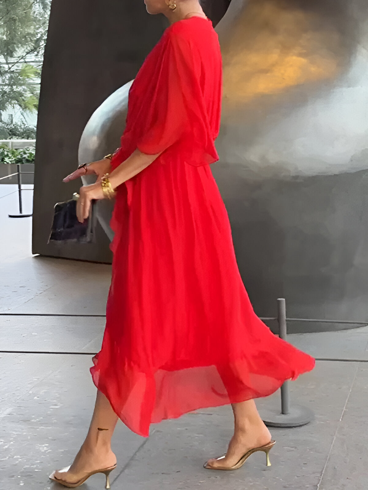 MONICA | Chiffon V-Neck Elegant Dress