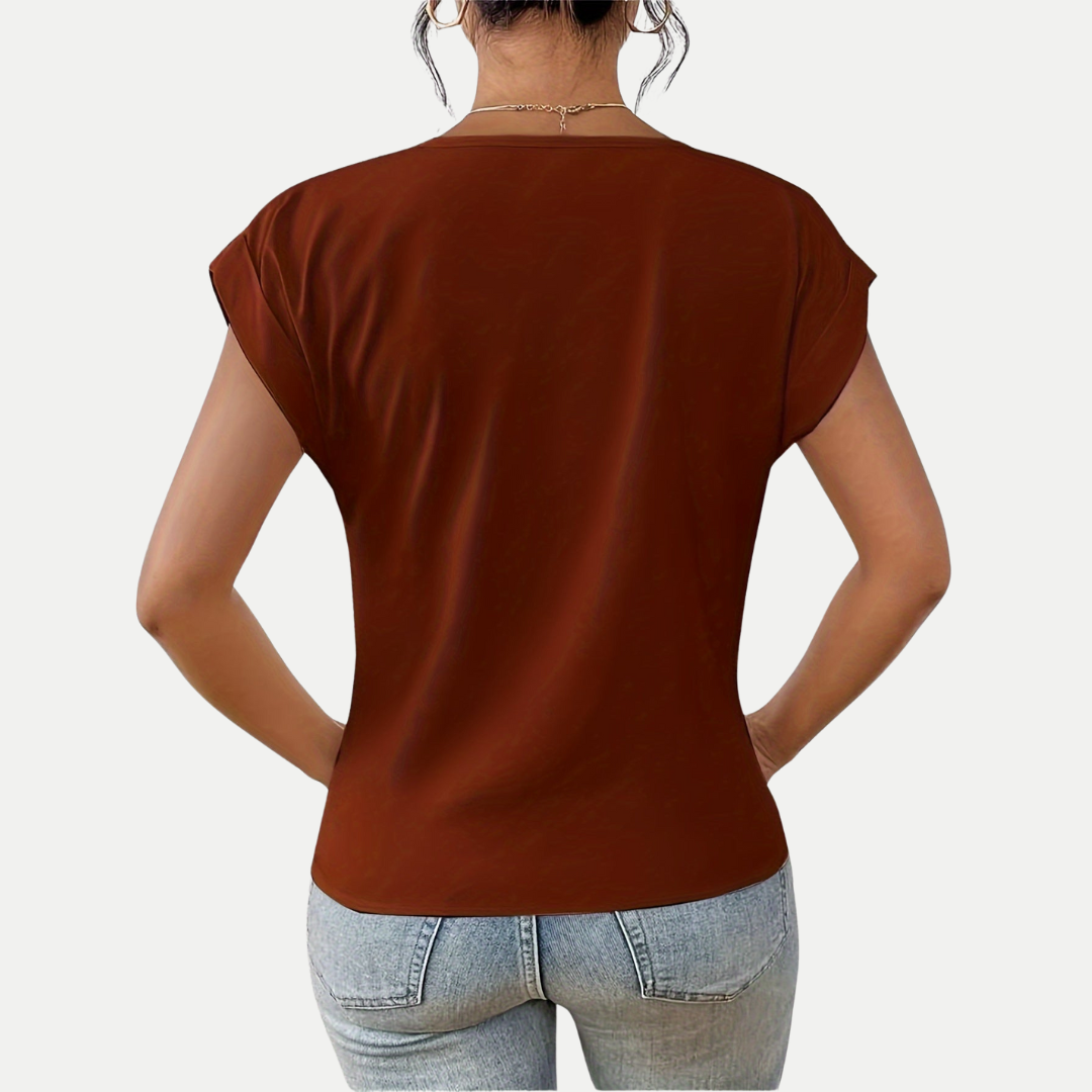 Elodie – Draped V-Neck Blouse
