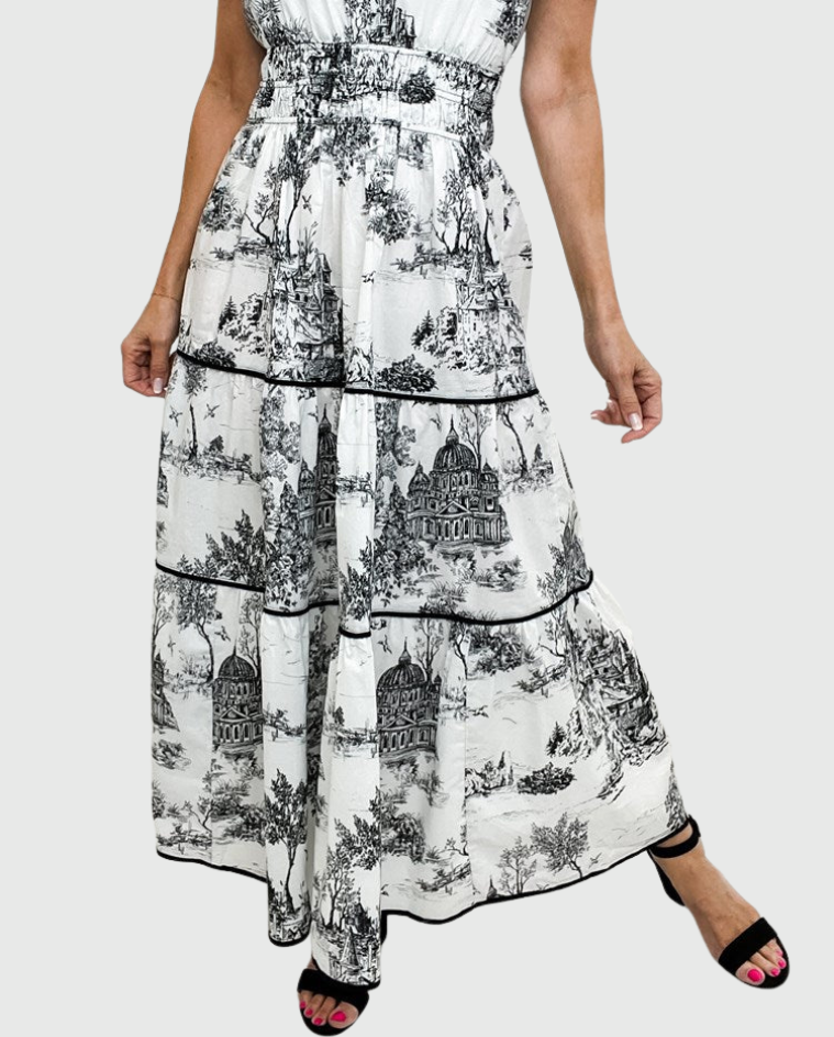 Eliza | Classic Toile Maxi Dress for Elegant Everyday Comfort