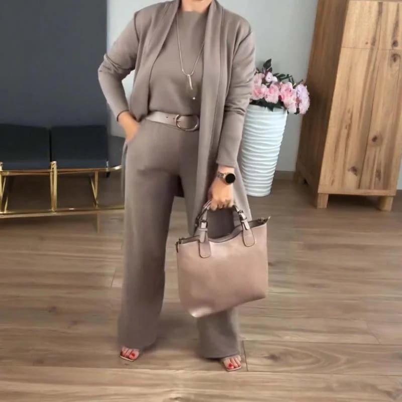 ⏳Limited Time Special Offer⏰Elegant 3-Piece Set Including Long Cardigan, Top, and Pants💞