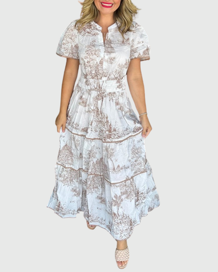 Eliza | Classic Toile Maxi Dress for Elegant Everyday Comfort